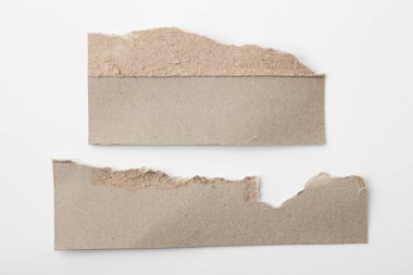 Kahverengi doku kağıt beyaz arka plan üzerinde yırtık oluklu. karton sayfasının arka planı olarak kullanılan RIP .