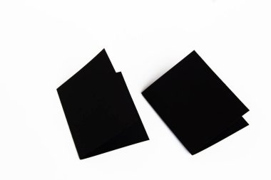 Boş portre A4. beyaz, değiştirilebilir arka plan / siyah kağıt beyaz izole broşür dergisi izole