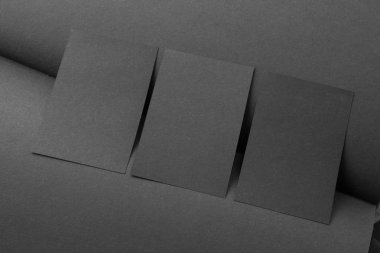 Boş portre A4. broşür dergisi gri izole, değiştirilebilir arka plan / siyah kağıt Siyah, koyu ton izole