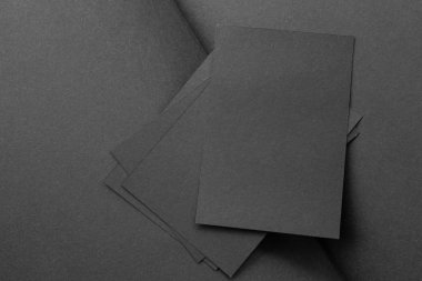 Boş portre A4. broşür dergisi gri izole, değiştirilebilir arka plan / siyah kağıt Siyah, koyu ton izole