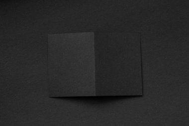 Boş portre A4. broşür dergisi gri izole, değiştirilebilir arka plan / siyah kağıt Siyah, koyu ton izole