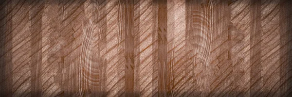 棕色木材纹理背景 自然图案的全景木表面 — 图库照片