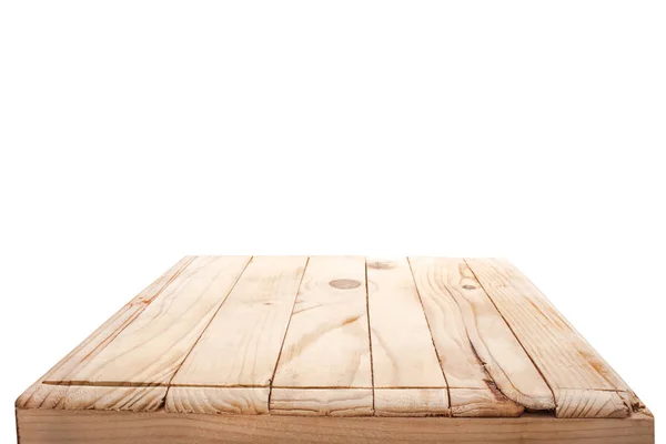 Empty Wooden Table Top White Background — Stock Photo, Image