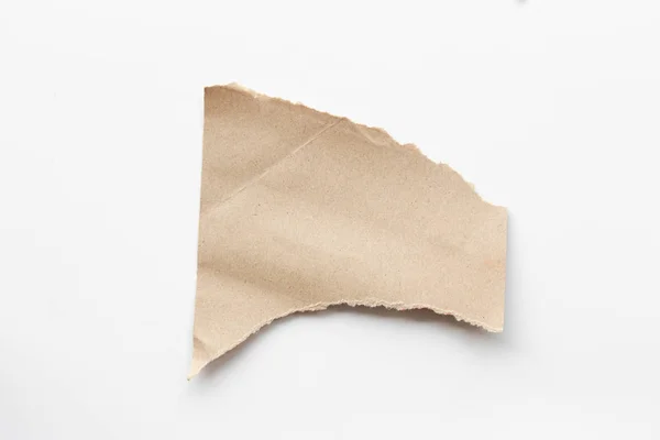 Brown Gegolfd Textuur Papier Gescheurd Witte Achtergrond Rip Van Kartonnen — Stockfoto