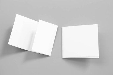 Boş portre mock-up kağıt. gri, değiştirilebilir arka plan izole broşür dergi / beyaz kağıt izole gri üzerine
