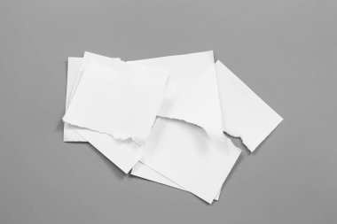 Boş portre mock-up kağıt. gri, değiştirilebilir arka plan izole broşür dergi / beyaz kağıt izole gri üzerine