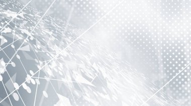 Beyaz çizgi hareketi ve ağ bağlantısı arka plan duvar kağıdı ile gri yarı ton desen. Temiz Gri geometrik arka plan.