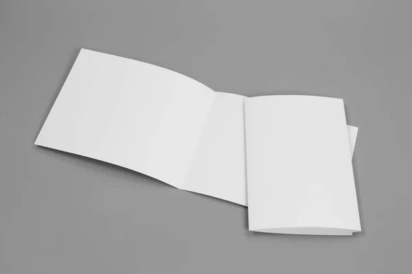 Leere Porträtattrappen Broschüre Magazin Isoliert Auf Grauem Wechselbarem Hintergrund Weißes — Stockfoto