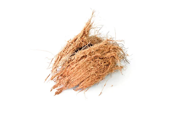 Brown Coconut Peel Vit Bakgrund — Stockfoto