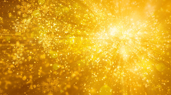 Golden background with bokeh and stars