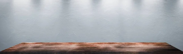 empty wooden on backdrop cement surface texture of concrete. Wood table top. can used for display or montage your products