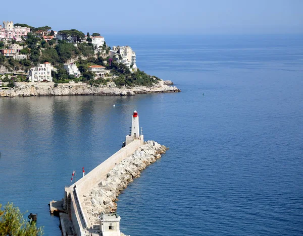 Luftaufnahme Des Meeres Des Leuchtturms Und Der Stadt Nice Mont — Stockfoto