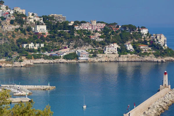 Vue Aérienne Mer Ville Nice Mont Boron Depuis Colline Château — Photo