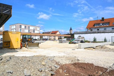 Mutlangen, Almanya-Haziran 17,2018: Almanya kasabasında bir topluluk inşaatı.