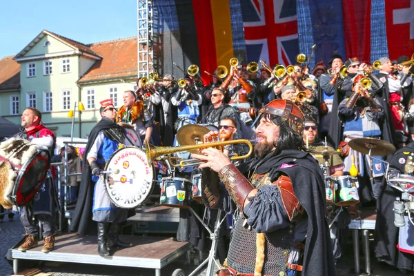 Schwaebisch Gmuend, Almanya - 23 Şubat 2019: Karnaval Musik Festivali