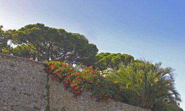 Cannes, Fransa - 6 Ağustos 2013: Antik bir kalenin duvarları 