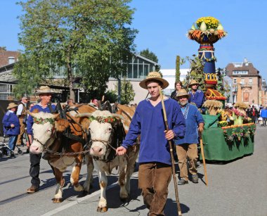 Stuttgart, Almanya-30 Eylül 2018: bira festivali, şenlikli pr