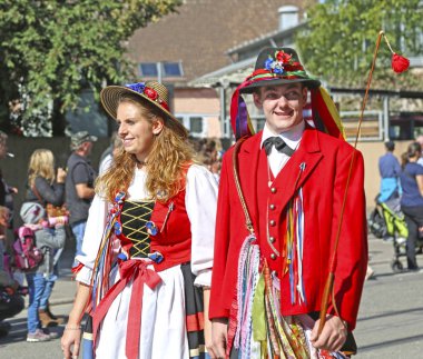 Stuttgart, Almanya-30 Eylül 2018: bira festivali, şenlikli pr