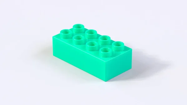 Azure Plastic Toy Brick Sobre Fondo Blanco Renderizar Con Una —  Fotos de Stock