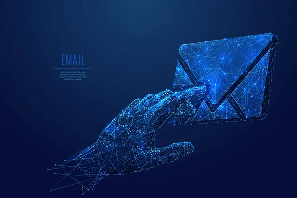 Toucher sur email low poly blue — Image vectorielle