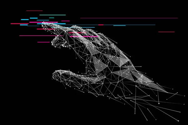 Hand aanraken van lage poly Wb — Stockvector