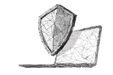 laptop ve kalkan beyaz siyah