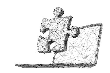 laptop ve bulmaca düşük Poli