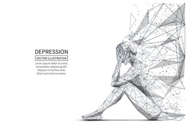 Depresyon düşük poli afiş şablonu