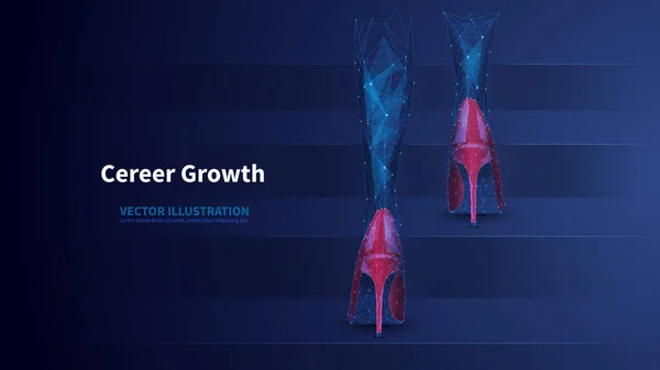 Croissance de carrière faible poly wireframe vecteur bannière modèle — Image vectorielle