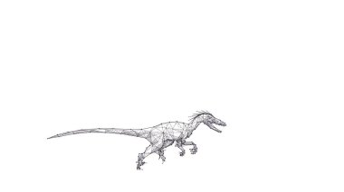 Hayvan çizimi konsepti olarak çokgen velociraptor