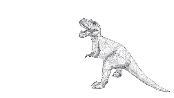 Estructura de alambre de polietileno baja abstracta de tyrannosaurus rex — Vector de stock