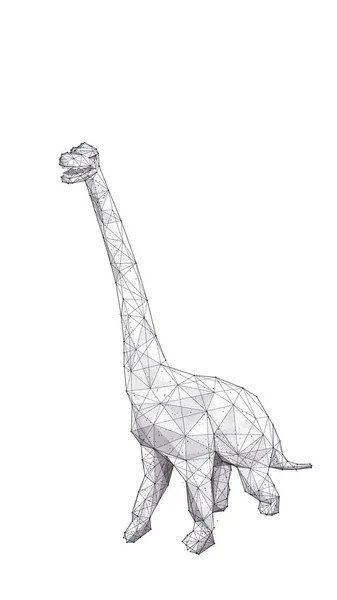 Dibujo de mano de poli bajo de brachiosaurus — Vector de stock