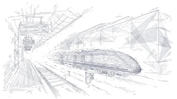 Dibujo a mano poligonal abstracto del tren moderno — Archivo Imágenes Vectoriales