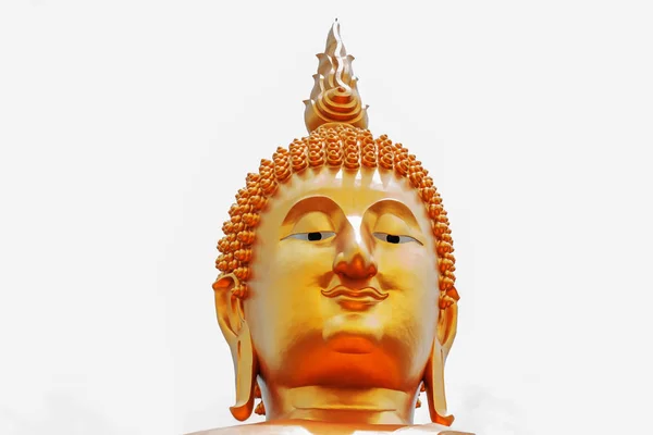 Golden Buddha Head White Background — Stock Photo, Image