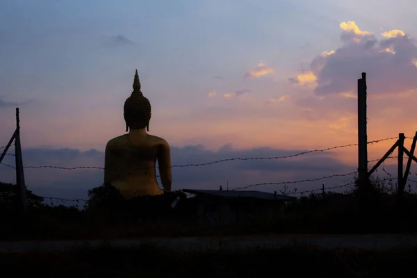 Buddha Torna Con Natura Tramonto — Foto Stock