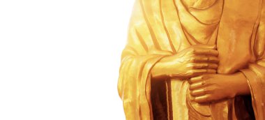 Altın Buddha ile güzel beyaz bir arka plan üzerinde.