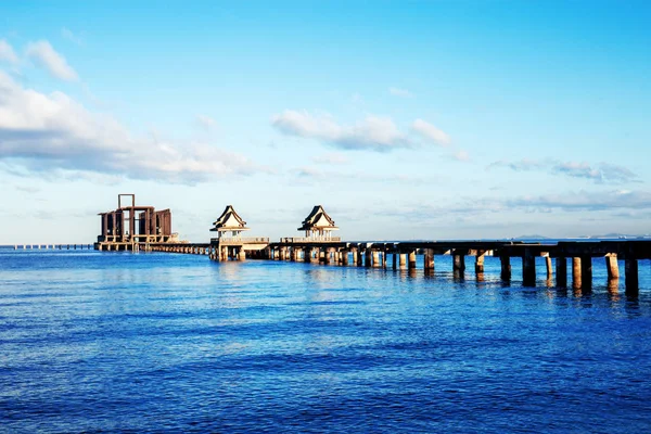 Pont Sur Mer Ciel Bleu Thaïlande — Photo