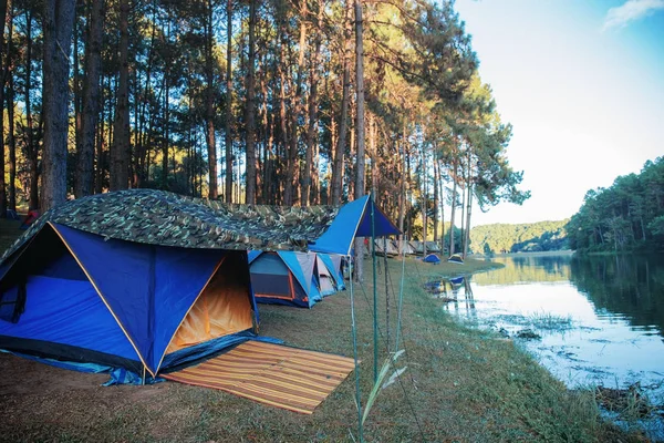 Camping Aan Rivier Pang Ooral District Van Thailand — Stockfoto