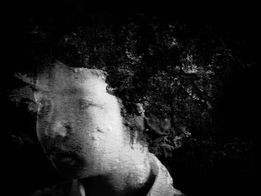 Kız çift keşfe çıkmak ile siyah beyaz resim sanatı.