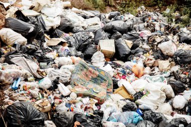 Zeminde toprak olan çöp.