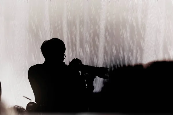 Fotógrafos Con Naturaleza Silueta Temporada Lluvias — Foto de Stock