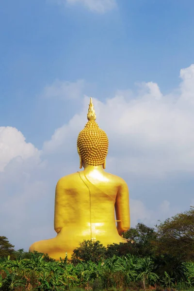Buddha Mezőn Kék Égbolttal — Stock Fotó