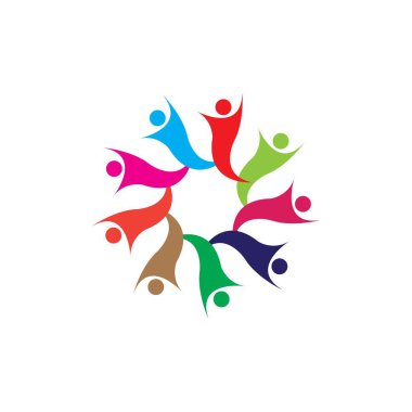 Topluluk, ağ ve sosyal logo tasarım şablonu vektörü