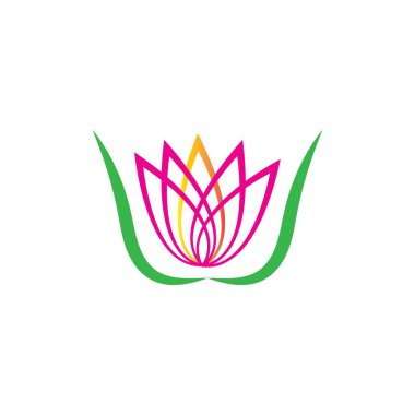 Güzel Lotus çiçekleri logosu Şablon Vektörü 
