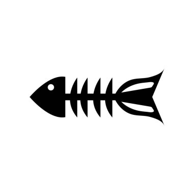 balık iskeleti logo tasarımı ilüstrasyon ikon vektörü templa