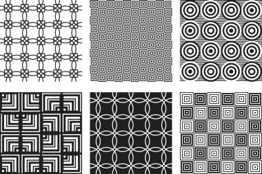 6 adet siyah-beyaz şık takım. Kusursuz desenler.