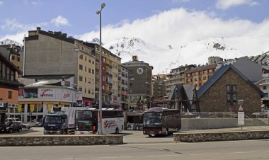 Pas de la Casa, Andorra - April 20, 2018: view of Pas de la casa, Andorra