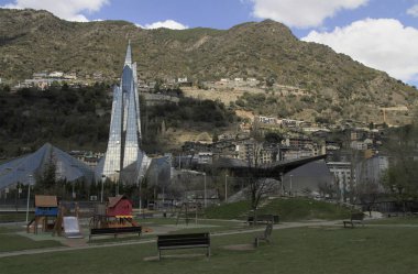 Escaldes, Andorra - April 21, 2018: Caldea Thermal balneary in Escaldes, Andorra