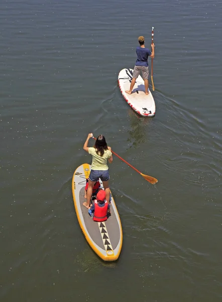 Coimbra Portogallo Maggio 2018 Stand Paddle Group Sull Acqua — Foto Stock