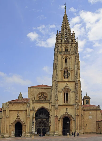 Oviedo Španělsko Května 2018 Lidé Chodí Katedrále San Salvador Centru — Stock fotografie